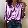 thumbnail image 2 of Admvng Women's Satin Work Shirt Long Sleeve Button Down Blouse for Office Formal Wear, 2 of 6