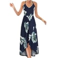 thumbnail image 2 of SMihono Robe Maxi Bohème d'Été pour Femmes Grande Taille Robe Maxi Asymétrique pour Femmes Décontractée à Col en V d'Été à Fleurs Sans Manches Robes de Plage Évasées Robe d'Été, 2 of 8