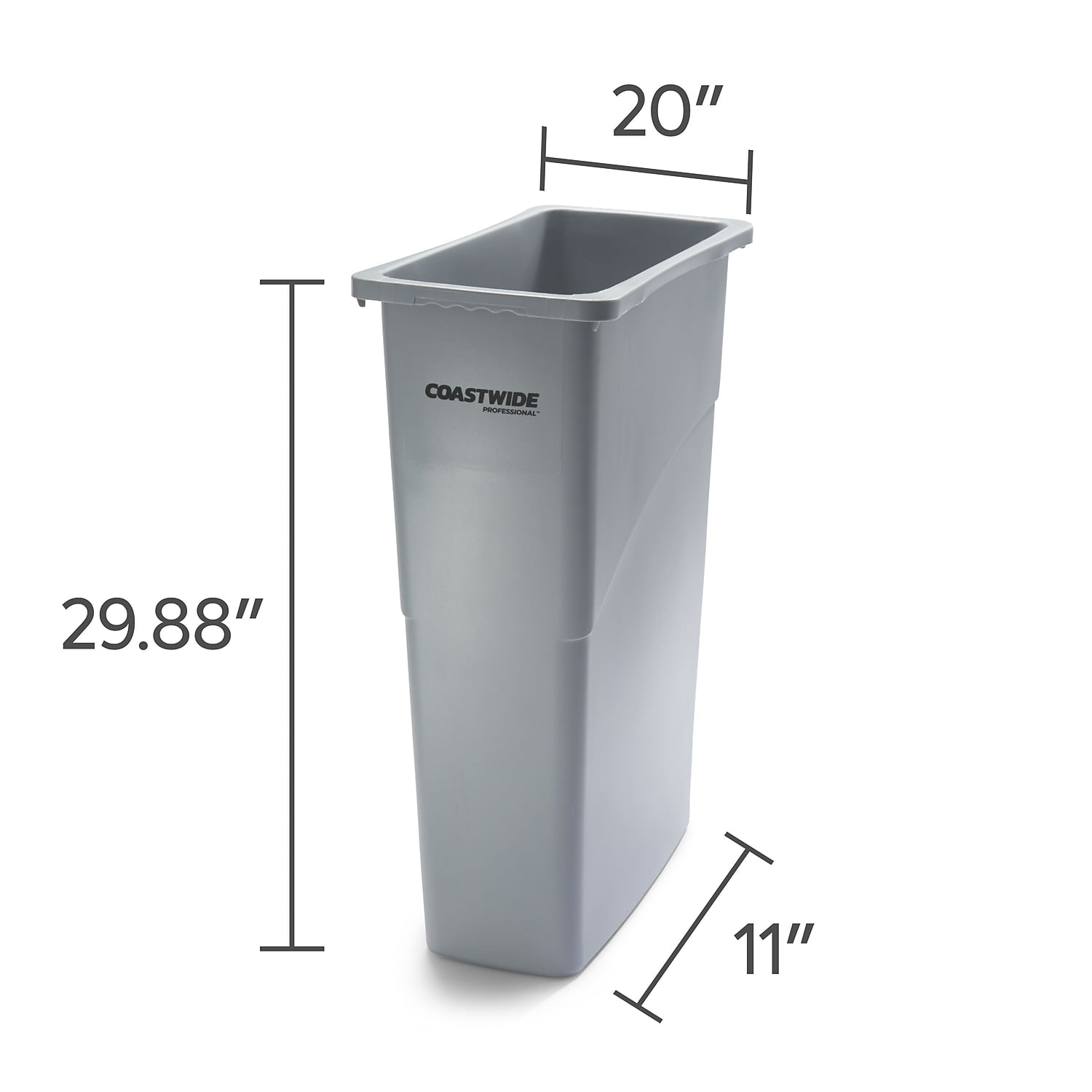 Staples Coastwide Professional Slim Plastic Trash Can with no Lid