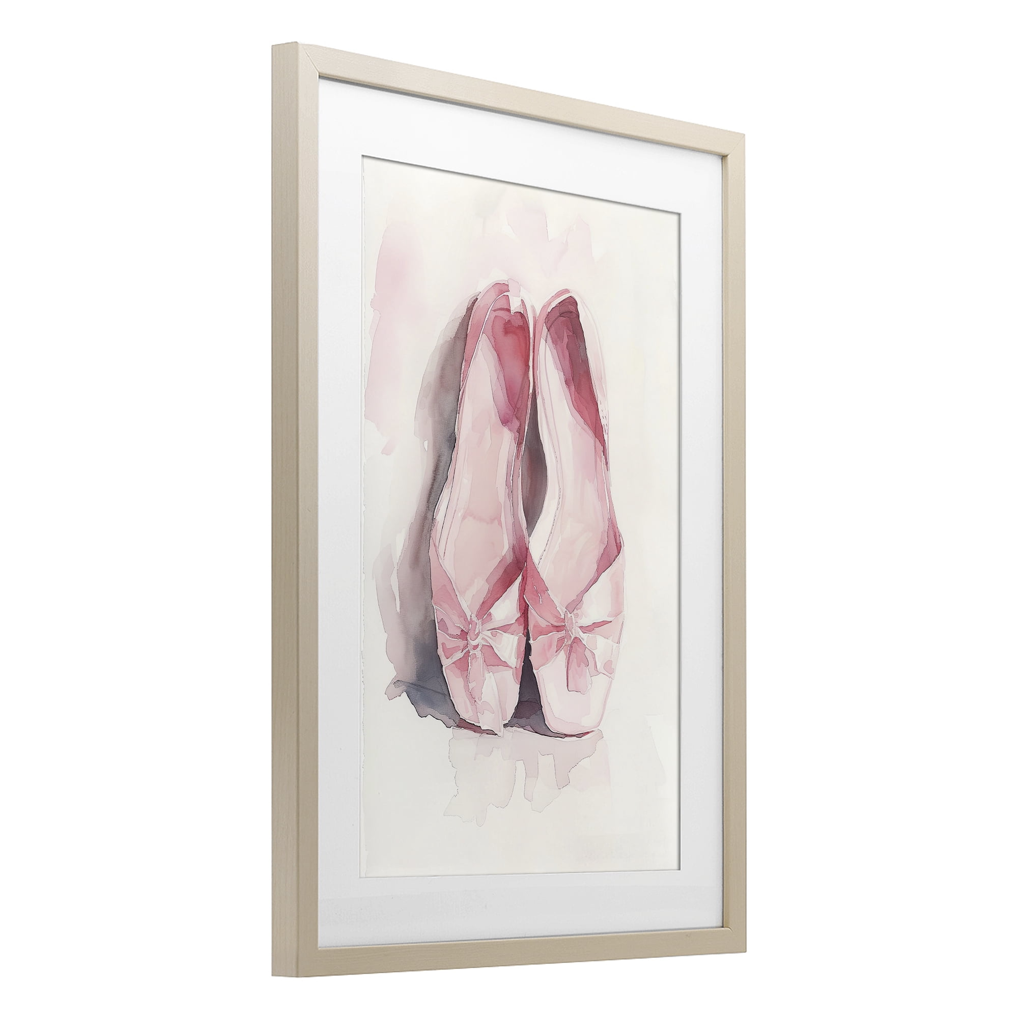 Stupell Industries Soft Blush Ballet Slippers Birch Framed Print Under Glass, design by Ray Powers