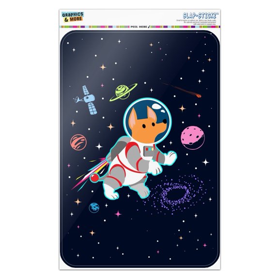 Cosmonaut Astronaut Dog in Space with Planets and Stars Home Business Office Sign