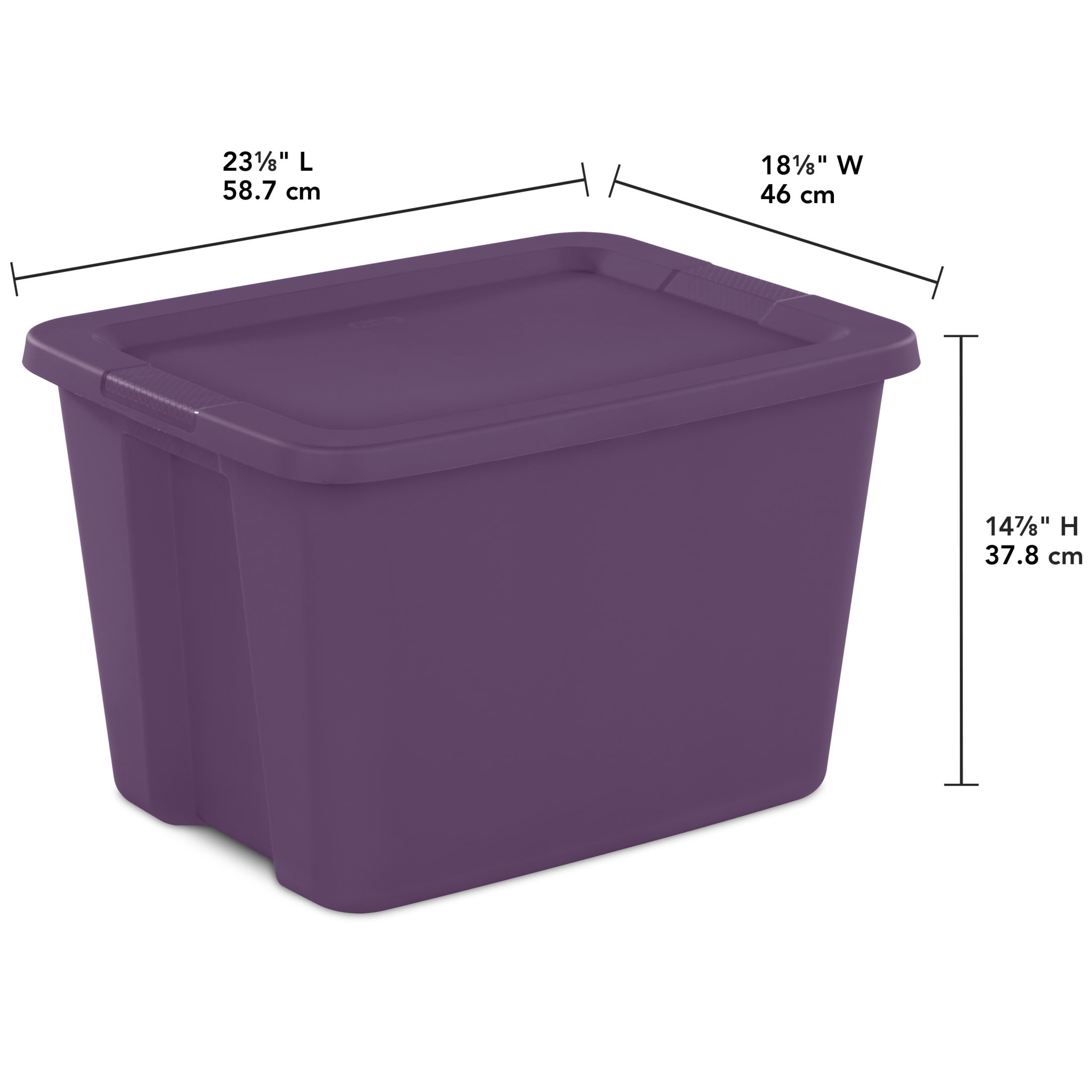 (3 pack) Sterilite 18 Gallon Tote Box Plastic, Moda Purple