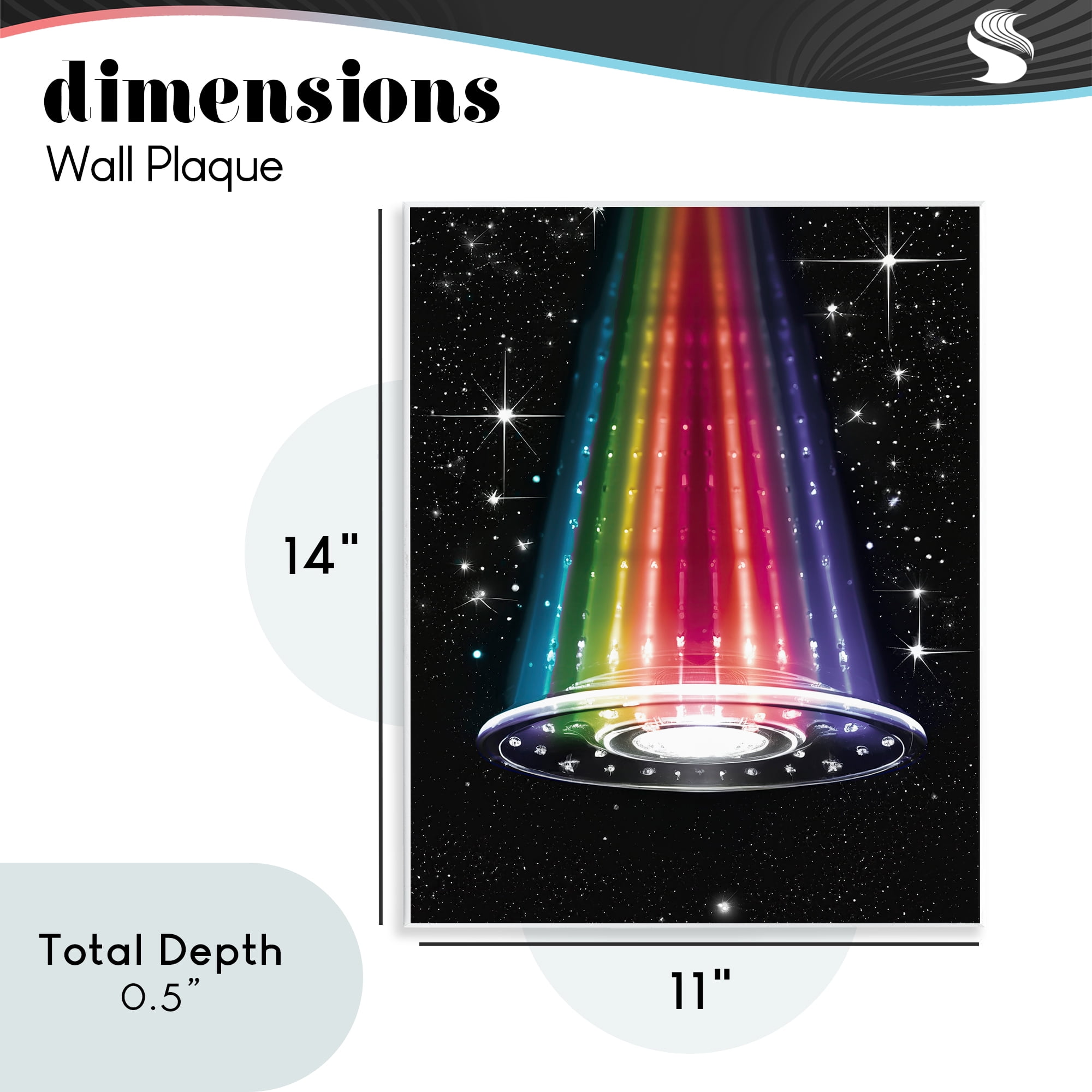Rainbow Galaxy UFO Wall Plaque Art, design by Sasha