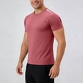 thumbnail image 2 of PLHWHYQ Men's Crew Neck Moisture Wicking Workout Shirts, Lightweight Short Sleeve Athletic Running Gym Performance Activewear Tops Pink XXL, 2 of 6