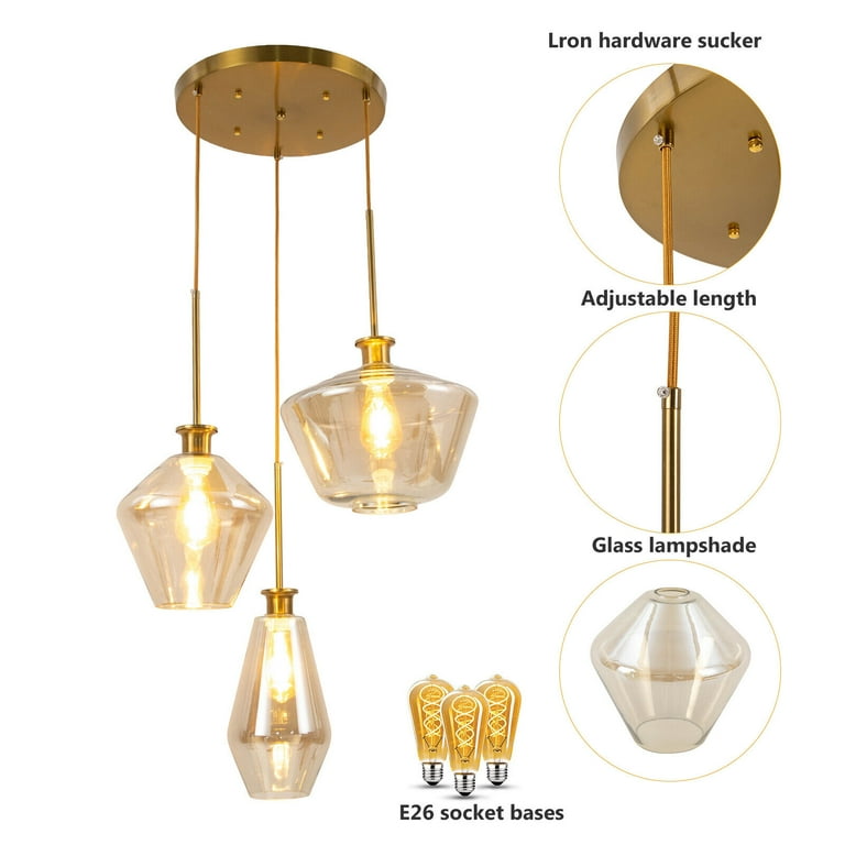かなでもの　Gold × Glass　Ceiling Light 3 かなでもの Gold × Glass Ceiling Light 3 Semi Flush Mount