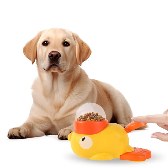 Interactive Yellow Pet Feeder and Rotating Dog Dispenser Training Toy for Dogs No Electricity Required