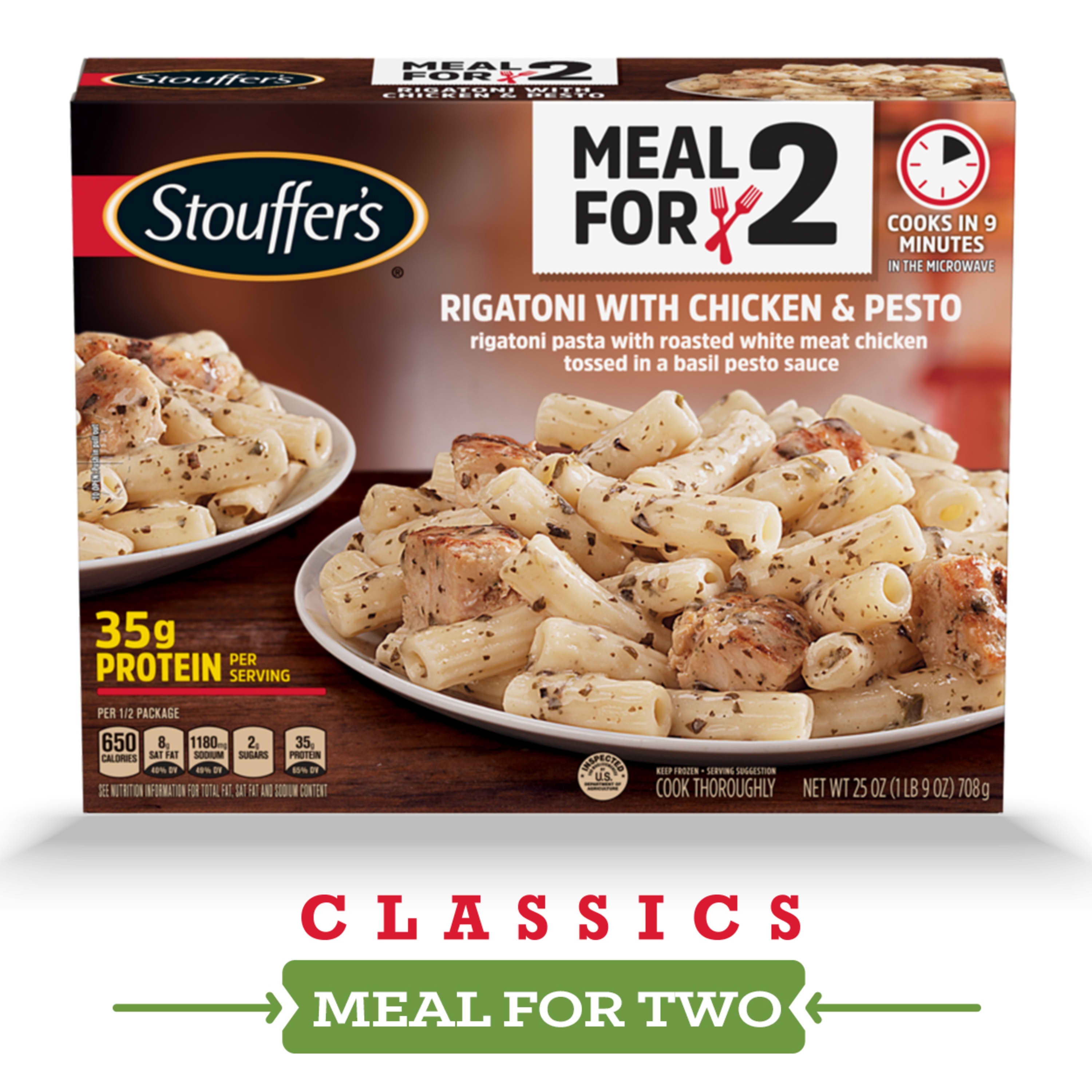 Stouffer’s Meal for Two, Rigatoni with Chicken and Pesto Frozen