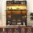 thumbnail image 5 of 63"W Counter Height Bar Table Cabinet with Hutch Storage & LED Light, U-shaped Countertop, Glass Doors, Drawers, 5 of 10