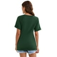 thumbnail image 3 of Fashion Women's Loose V-neck T Shirt Top Solid Color Tee Casual Short Sleeve Shirt, 3 of 7