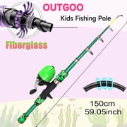 OUTGOO Kids Fishing Pole, Kids Fishing Rod Portable Telescopic Fishing Rod and Reel Combo Kit with Spincast Fishing Reel, Fishing Tackles, Fishing Lures, Fishing Lines for Boys, Girls, Youth