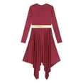 thumbnail image 6 of Yanarno Women's Asymmetrical Praise Dance Dress Long Sleeve Church Worship Performance Costume Burgundy XL, 6 of 7