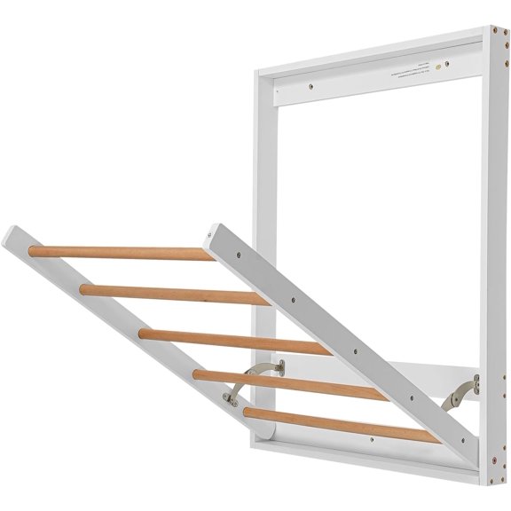 Clothes Drying Rack, Space-Saving Foldable Wall Mounted Clothing Dryer Racks with Drop-Down Design for Balconies, Toilets, Laundry Rooms, Bathroom