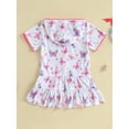 thumbnail image 3 of aturustex Little Girls Zip-Up Robe Towel Beachwear 1T-8T Toddler Baby Swim Coverups Hoodies Butterfly Print Wearable Blanket Short Sleeve Hooded Beachmwear for Summer Holiday Party Swim Pool, 3 of 7