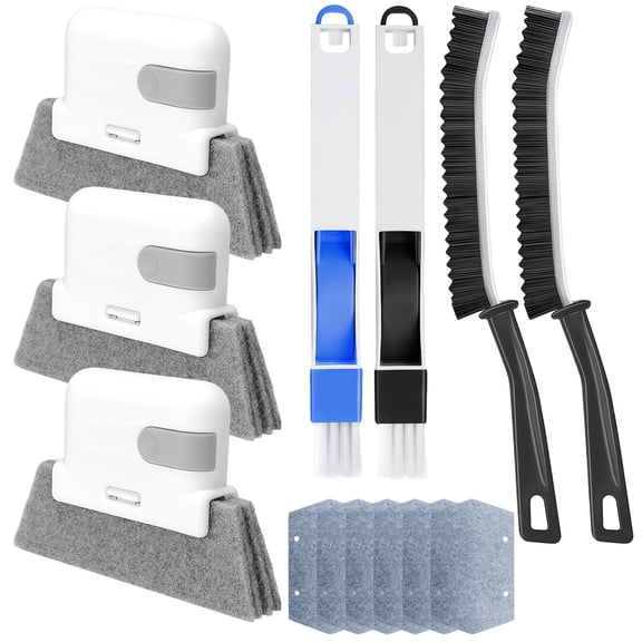 TSV Window Track Cleaner Tool Set, 13pcs Magic Door Window Groove Gap Cleaning Brush for Sliding Doors, Shutter, Tile Lines, AC Vents, Keyboards