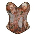 thumbnail image 4 of Corset Top Elegant Overbust Corset Top Vintage Floral Print Lace Up Bustier Hook and Eye Closure Tummy Control Womens Corset Top Coffee L, 4 of 4