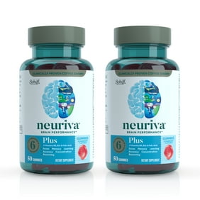 Neuriva Plus Brain Health Support Strawberry Gummies (50 count), Brain Support With Phosphatidylserine, Vitamin B6 & Decaffeinated, Clinically Proven Coffee Cherry (Pack of 2)