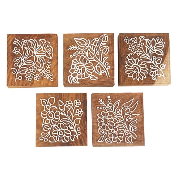 IBA Indianbeautifulart Textile Printing Block Flower Blocks Hand Carved Wooden Stamp Wood Block Printing Textile Stamp For Fabric / Pottery Blocks- 3 Inches
