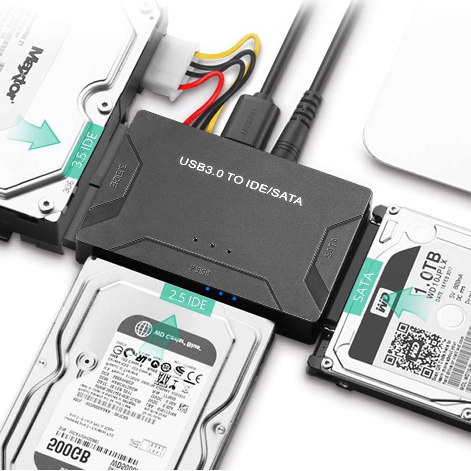 USB 3.0 to IDE/SATA Converter, DISEN Hard Drive Adapter Fit for Universal 2.5"/3.5" SATA HDD/SSD & IDE HDD Drives, Support 6TB