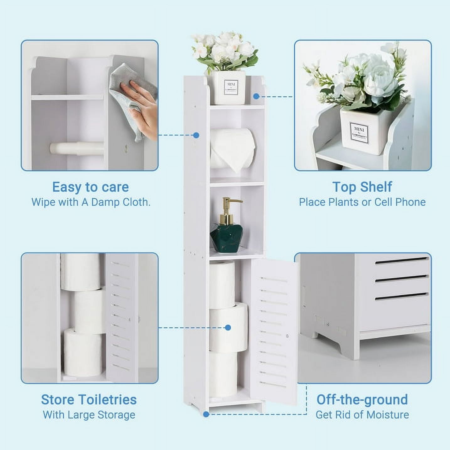 Homeika 2-Door Bathroom Cabinet, 4-Tier Design, Small Space Homeika 2-Door Bathroom Cabinet, 4-Tier Design, Small Space