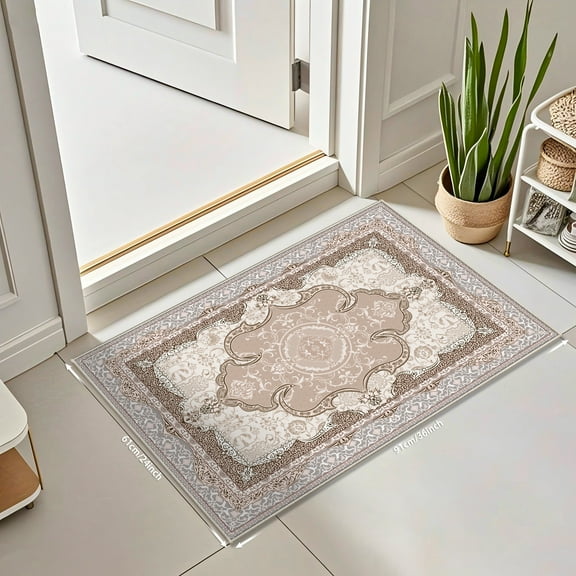 Area Rug 1pc Low-Pile Vintage Boho Rug with Non-Slip Backing for Living Room/Bedroom/Kitchen Carpet Home Decor