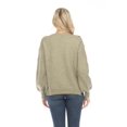 thumbnail image 3 of Simply Couture Women's Solid Blooming Floral Embroidered Blouson Sleeve Knitted Sweater Top, 3 of 4