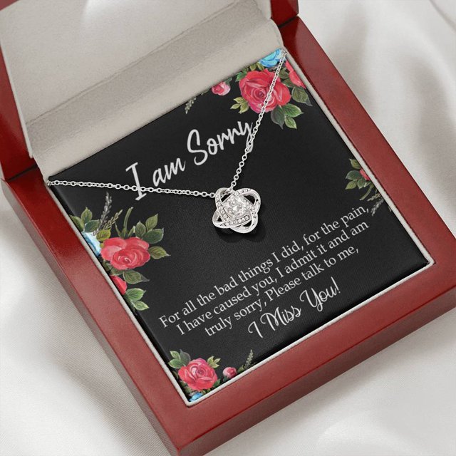Apology Gift for Her I am Sorry Love Knot Necklace Forgive Me Keepsake Gift