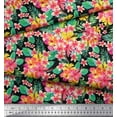 thumbnail image 2 of Soimoi Black Cotton Duck Fabric Plumeria & Floral Fabric Prints By Yard 44 Inch Wide, 2 of 3