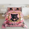 thumbnail image 2 of jejeloiu Safari Animal Cheetah Queen Comforter Set,Cute Flower Bedding Sets,Pink Country Floral Bedding Comforter Set For Girls Teens,Luxury Bedroom Decor Reversible,3-Piece, 2 of 8