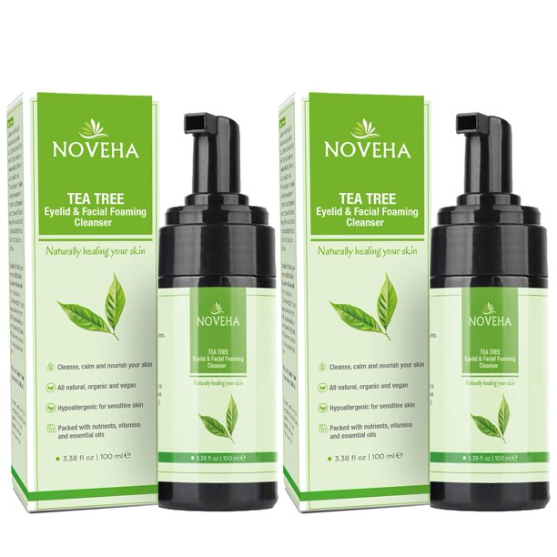 Limpiador espumoso NOVEHA Aceite de árbol de té para pestañas y párpados, 100 ml