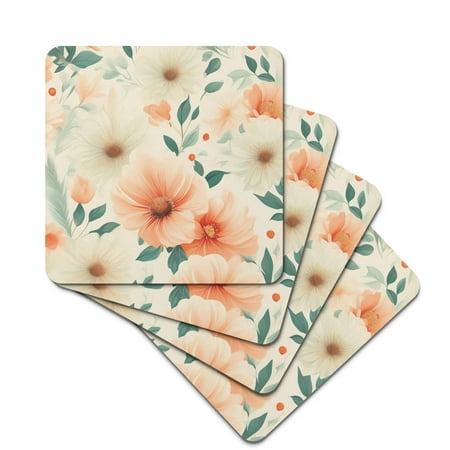 

Rubber Square Coasters Not Easily Deformed Soft and Have Thermal Insulation Properties with Fashionable Flower Coasters