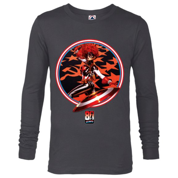 Marvel Black Widow Captain America 80th Anniversary Covers Standard - Long Sleeve T-Shirt for Men – Customized-Charcoal Heather