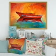thumbnail image 3 of Two Red Boats During Sunset In Lake 20 in x 12 in Framed Painting Canvas Art Print, by Designart, 3 of 4