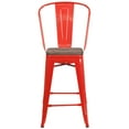 thumbnail image 6 of Flash Furniture Lily 24" High Red Metal Counter Height Stool with Back and Wood Seat, 6 of 6