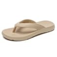 thumbnail image 5 of Unisex Khaki Flip Flops for Men and Women - Comfortable EVA Sandals with Arch Support, Lightweight Non-Slip Beach & Pool Shoes for Casual Wear,Size 9-9.5, 5 of 8