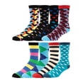 thumbnail image 2 of Mitch Bogen Mens Dress Socks Colorful Funky Crew Socks Cotton Fun Patterned Fashion 8 Pack Gift Box, 2 of 2