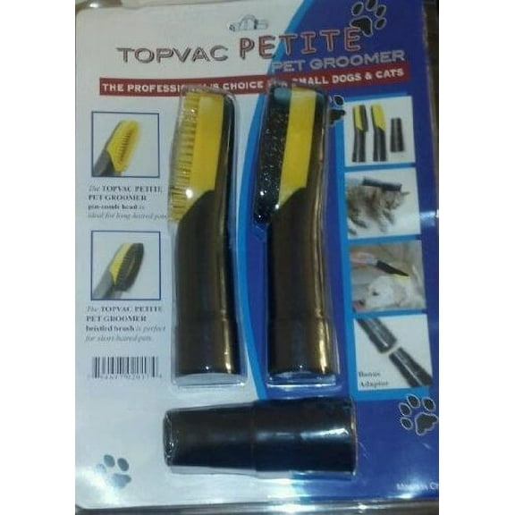 TopVac Petite Pet Grooming Vacuum Cleaner Attachments, Includes Pin Comb and Bristle Brush Heads and Bonus Adaptor.