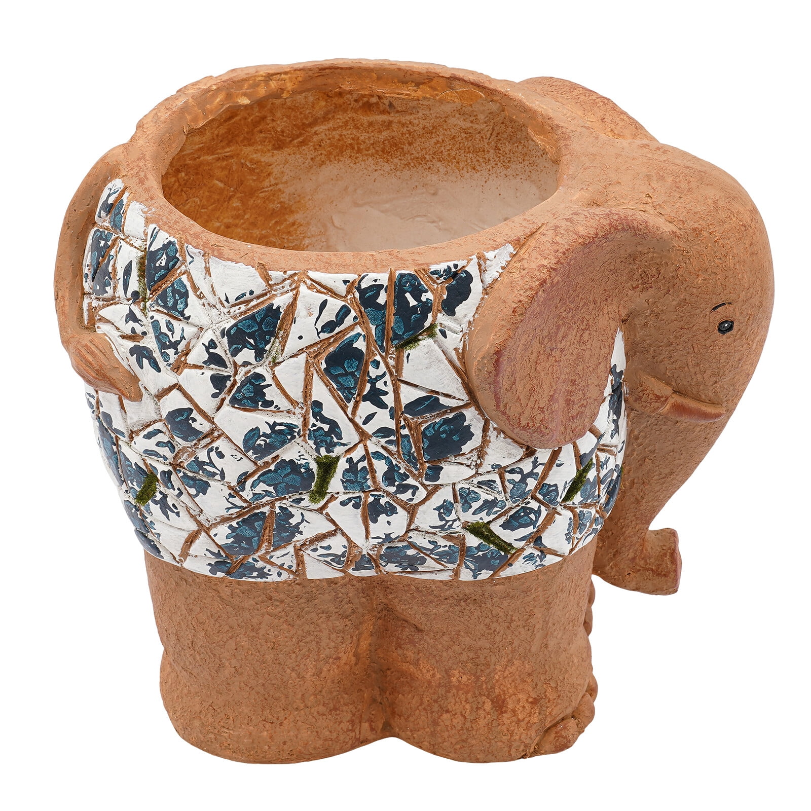 ToppiJoy Cute Elephant Shaped Flower Pot, Magnesium Oxide Animal-shaped Planter Pot with Drainage Hole, for Garden Yard Porch Patio Decor Brown