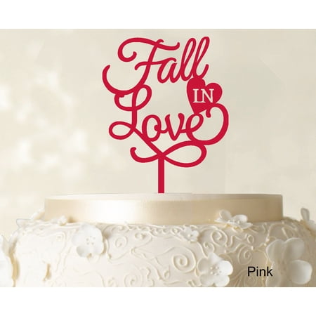 Fall In Love Wedding Cake Topper Personalized Pink Cake Topper Cake Decoration Option Available 6 -7 Inches Wide
