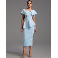 thumbnail image 2 of Vestido BELLA BARNETT azul claro con volantes en un hombro con diamantes, 2 of 4