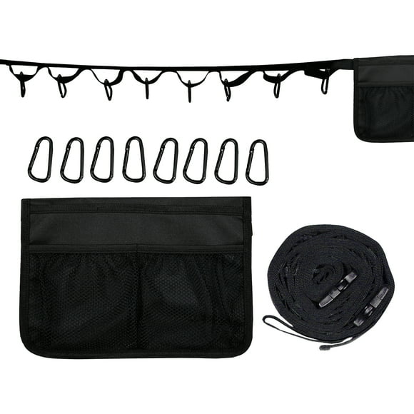 Amdohai Campsite Storage Strap With 8 Ring Buckle Tent Camping Lanyard Rope Clothesline for Camper Family RV Trailer Picnic