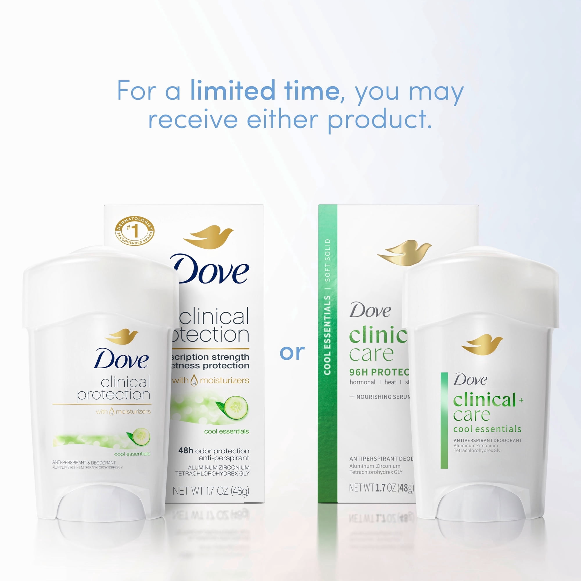6 Pack Dove Clinical Protection Anti-Perspirant Deodorant Cool Essentials 1.70oz