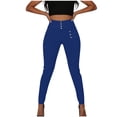 thumbnail image 4 of Admvng Women's Stretch Leggings with Button Detail High Waist Casual Work Pants, 4 of 9
