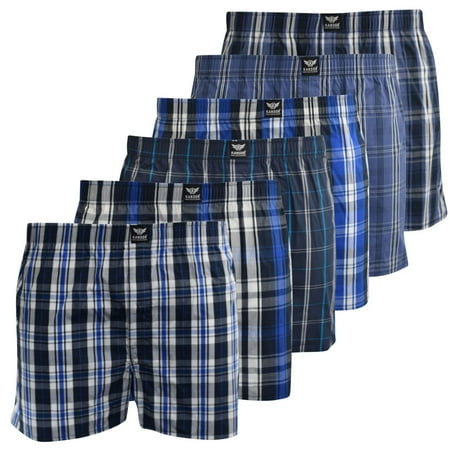 Kandor Mens Daxhe Checked Woven Boxer Shorts (Pack of 6)