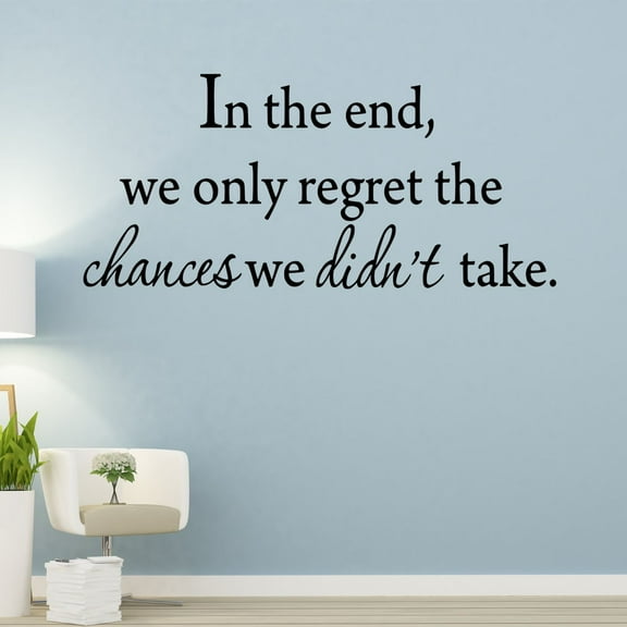 VWAQ In The End, We Only Regret The Chances We Didn't Take Inspirational Vinyl Wall Decal Home Decor (10"H x 22"W Black)