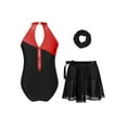 thumbnail image 2 of YONGHS Kids Girls Ballet Dance Outfits Gymnastic Sleevelesss Leotard with Chiffon Skirt Hair Band Set Red 10, 2 of 7