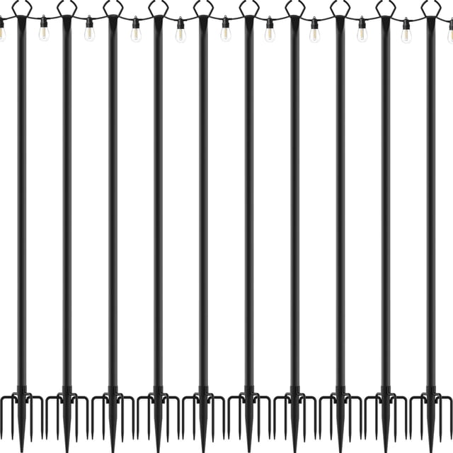 Postes para guirnaldas de luces Mutovlin de metal de 3 m, paquete de 10