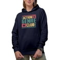 thumbnail image 2 of Action Genre Club, Navy Blue Hooded Sweatshirt or Hoodie, Large, 2 of 5