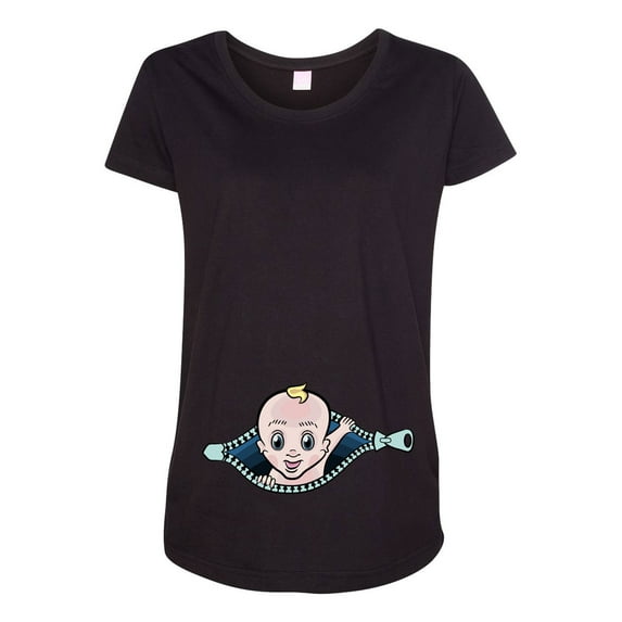 Baby Boy Zipper Cute Pregnant Expecting Mom Maternity DT T-Shirt Tee