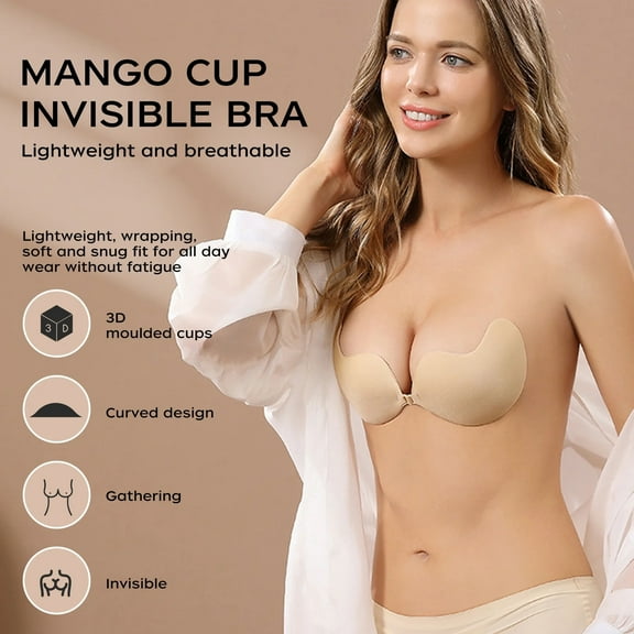 Sticky Bra Push Up Adhesive Bras Invisible Silicone Strapless Bra for Women with Nipple Covers