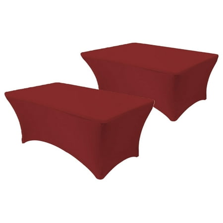 

Wension - Pack of 2 8 ft Rectangular Fitted Stretch Spandex Table Cover for 96 Length x 30 Width x 30 Height Fitted Tablecloth for Standard Folding Tables - Burgundy